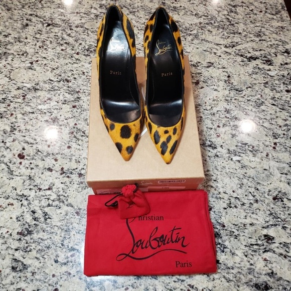 NEW Christian Louboutin Kate Genuine Calf Hair Leopard Pointed Toe Pump size 39 - Picture 2 of 12